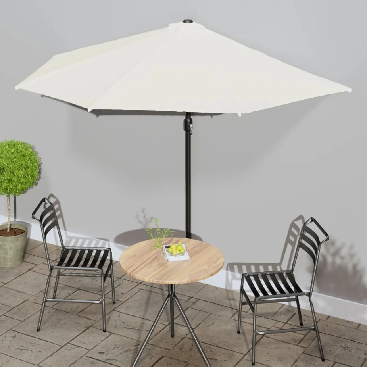 vidaXL Parasol Extérieur Mât Aluminium 300x155 cm Sable Jardin Plage Terrasse 44591 - vue 2