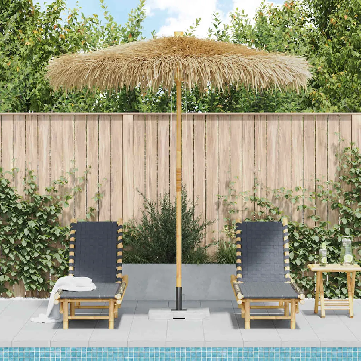 vidaXL Parasol en bambou 270 cm feuille de bananier - vue 2