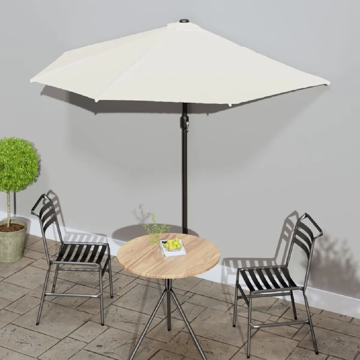 vidaXL Parasol Extérieur Mât Aluminium 270x144 cm Sable Jardin Terrasse Patio 44587 - vue 2