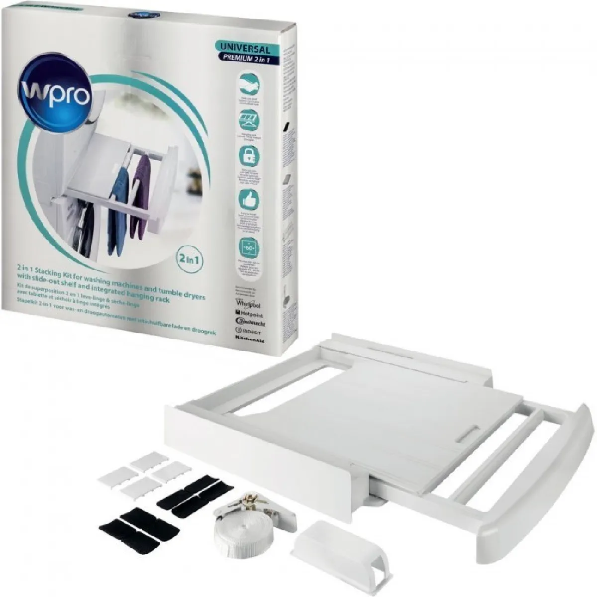 WPRO  Kit de superposition 2 en 1 pour lave-linge et s&egrave;che-linge