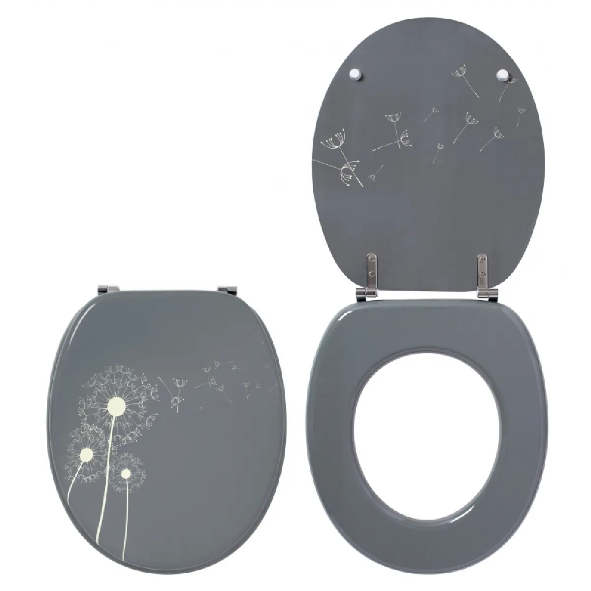 Abattant WC bois (36 x 42,5 cm) Canvas Gris - Déco salle de bain - Eminza