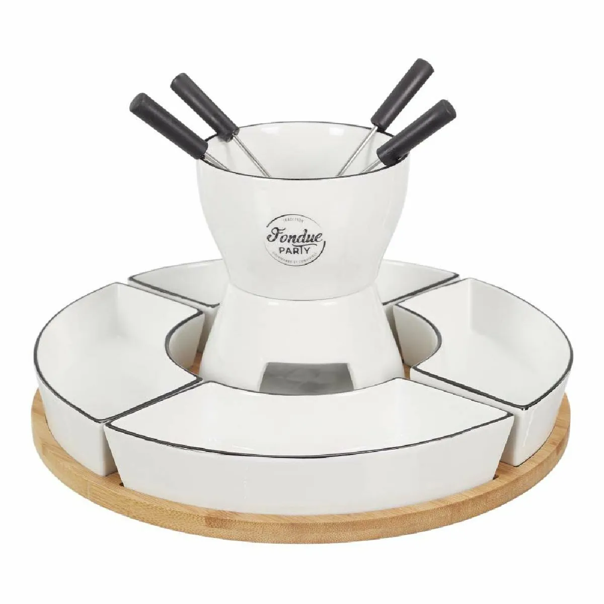 Cook Concept Coffret À Fondue Avec Support En Bambou
