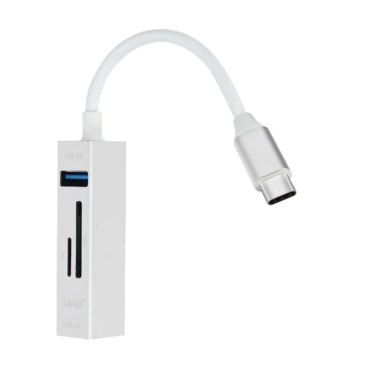 Linq Argent Hub Usb-C 5 En 1 Avec 3 Ports Usb Et Lecteur De Carte Sd Micro-Sd - Neuf - Image 2