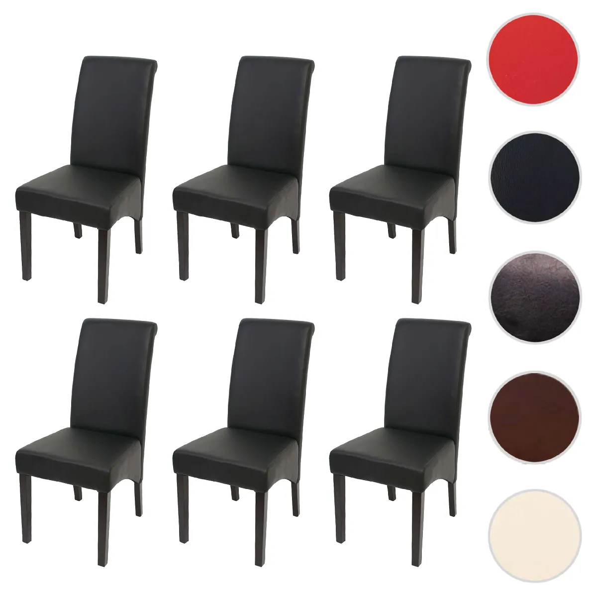 Mendler Noir M37 - Lot De 6 Chaises Similicuir