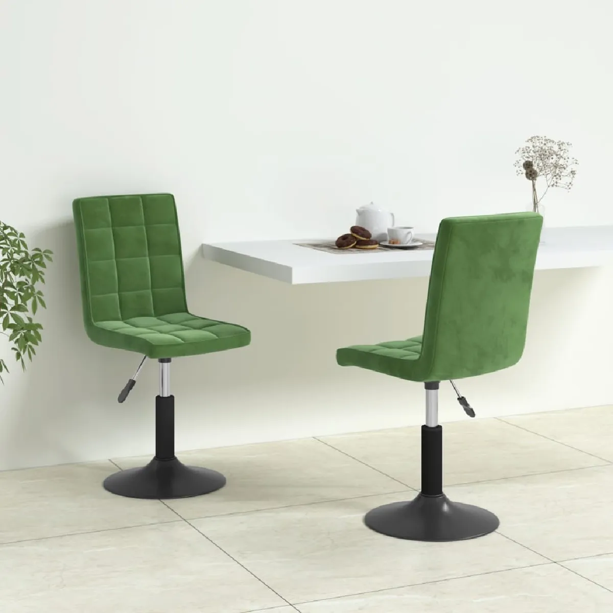 vidaXL Chaises Pivotantes - Vert foncé
