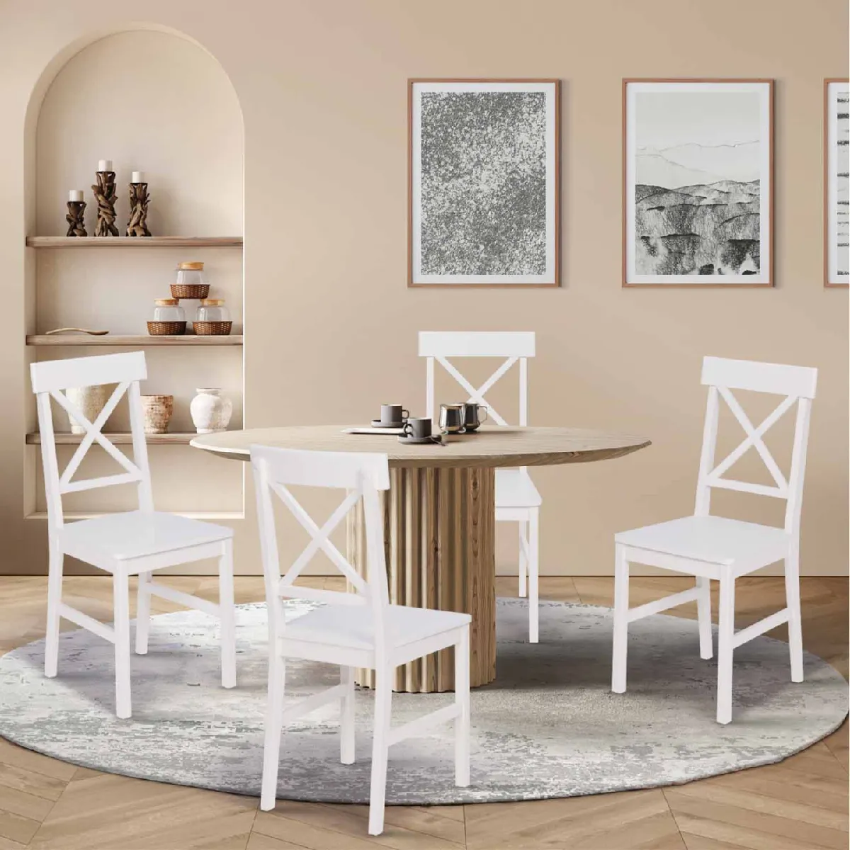 Lot de 4 chaises SUZANNE - Bois blanc Lot de 4 chaises SUZANNE - Bois blanc