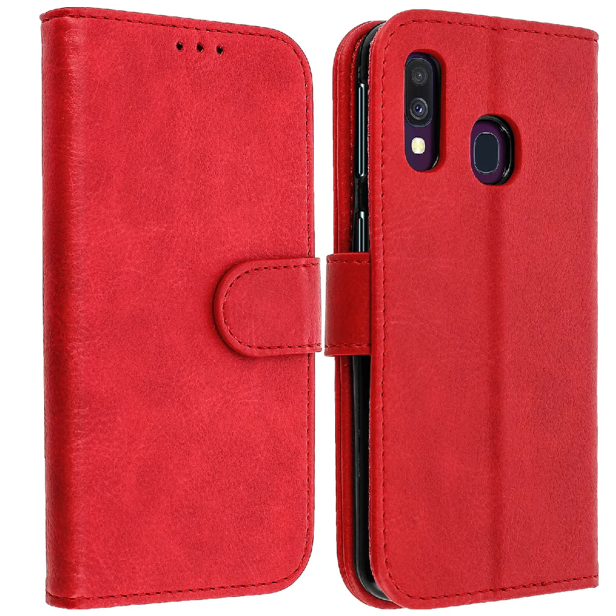 Avizar Rouge Housse Pour Samsung Galaxy A40 Étui Portefeuille Support Stand
