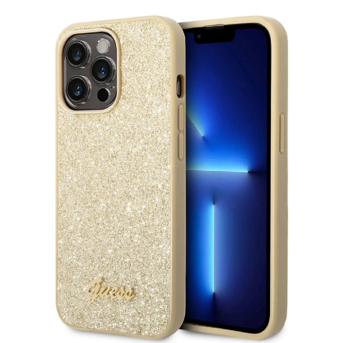 Guess Or Coque Glitter Flakes Pour Apple Iphone 14 Pro - Doré - Neuf - Image 2