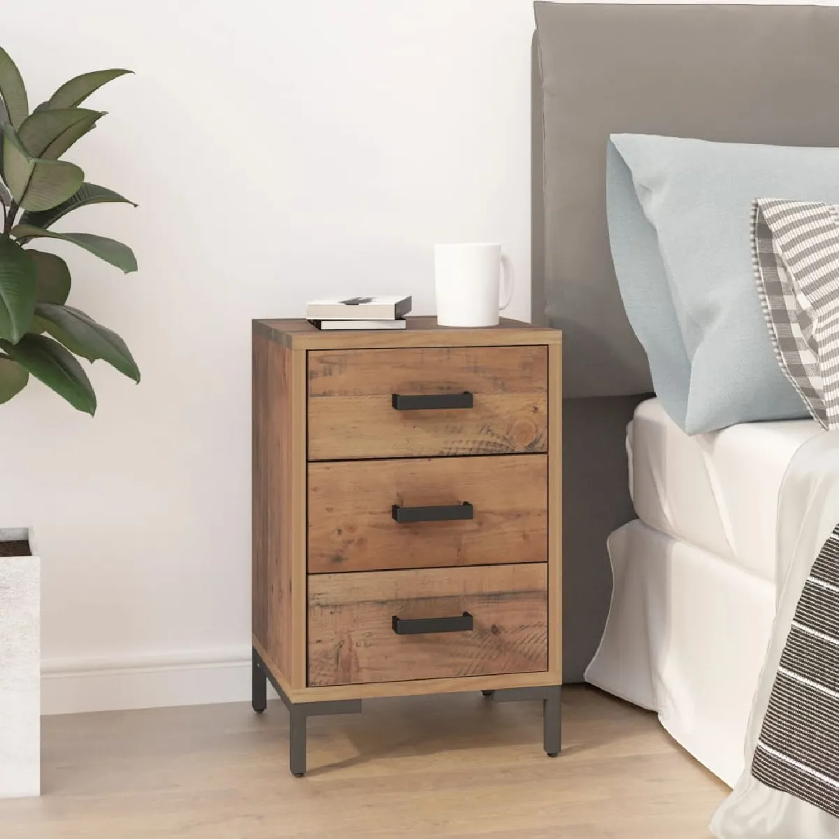 Vidaxl Marron Table De Chevet 40X30x55 Cm