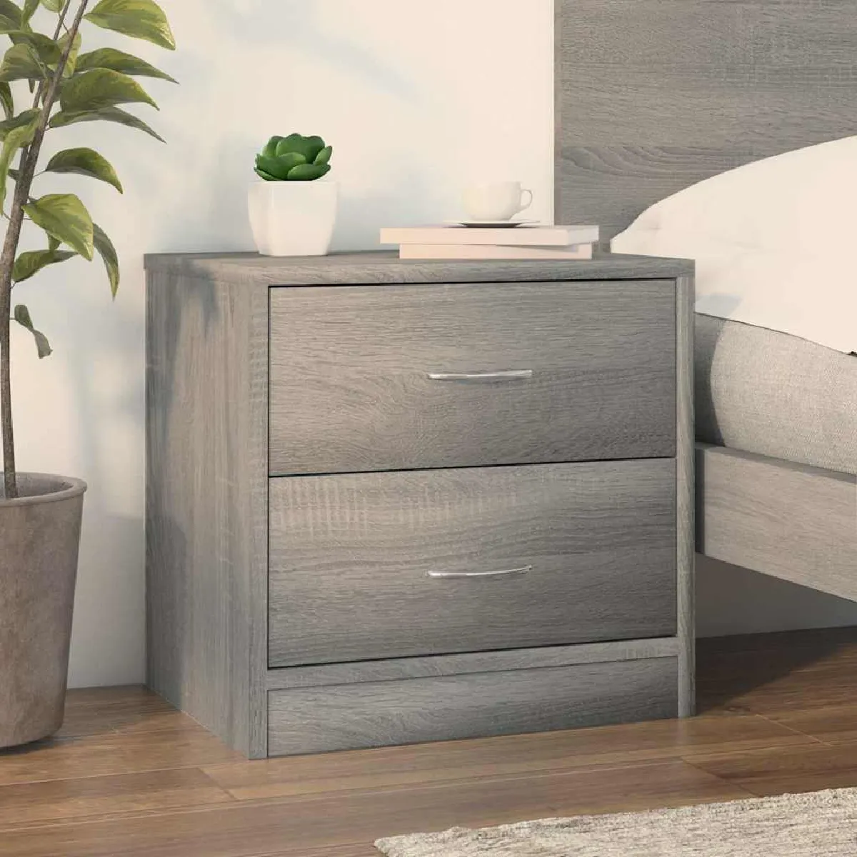 VIDAXL - Table de chevet - Sonoma - Gris - 40x30x40 cm - Image 2