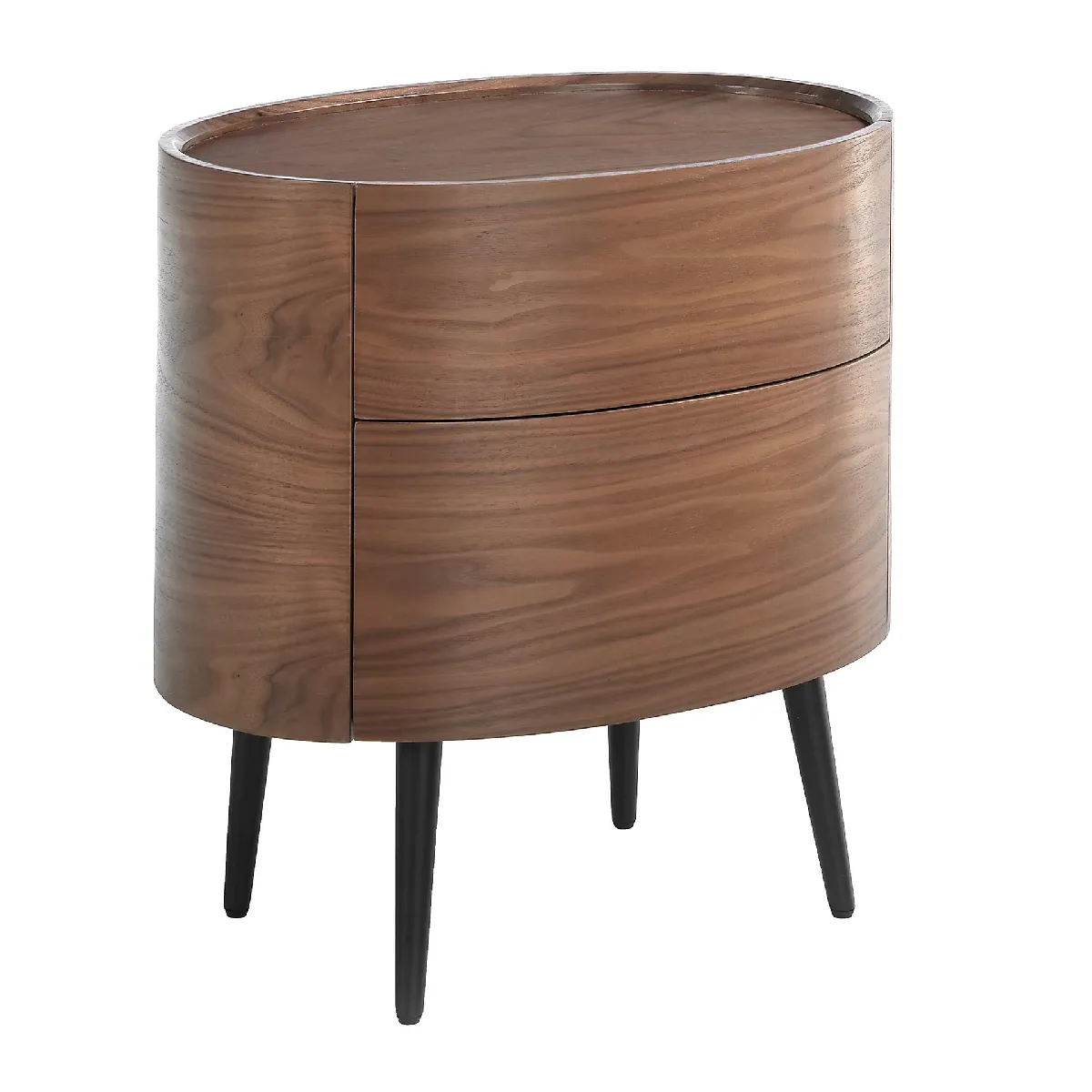 Table de chevet noyer et acier noir