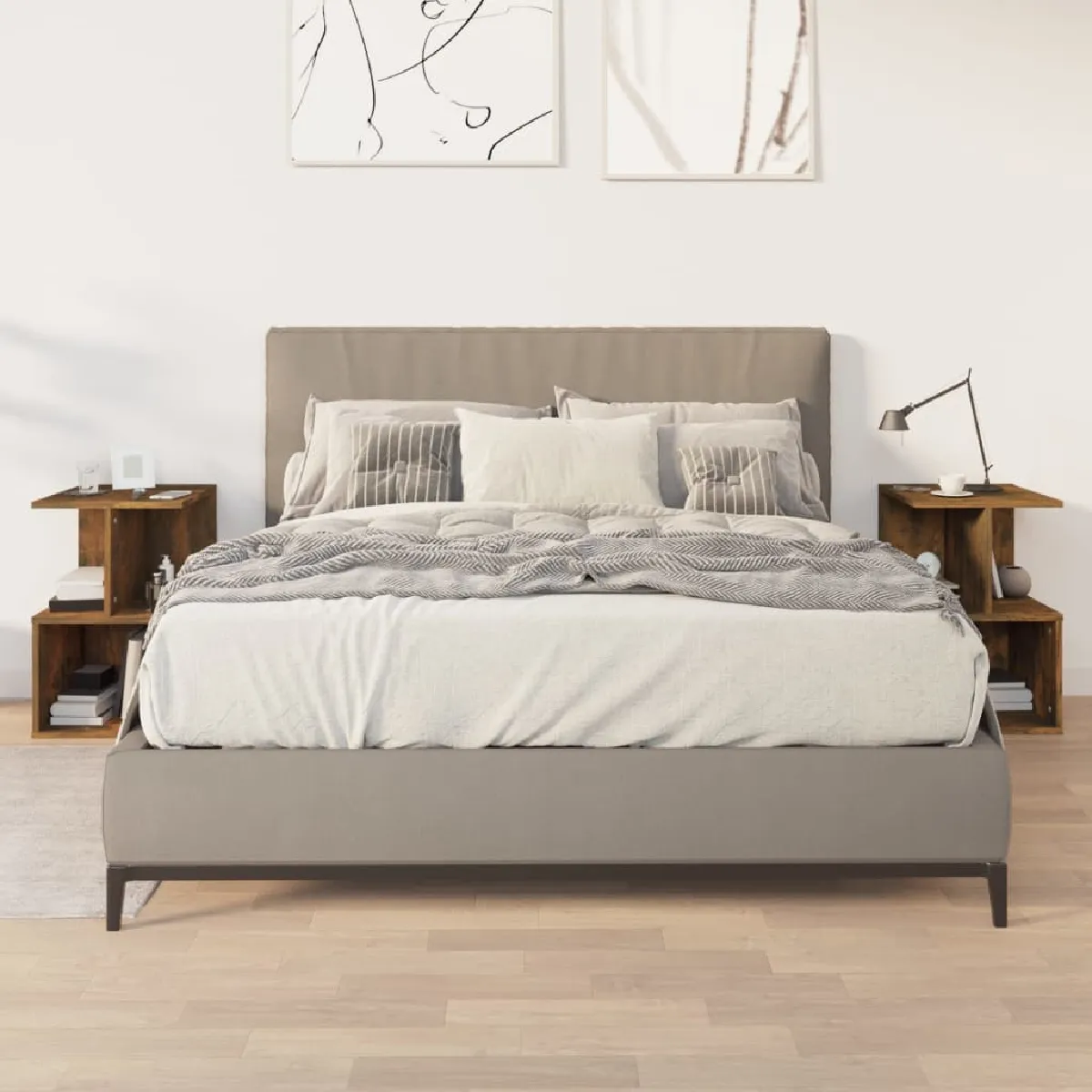 Vidaxl Tables De Chevet 2 Pcs - Chêne Fumé