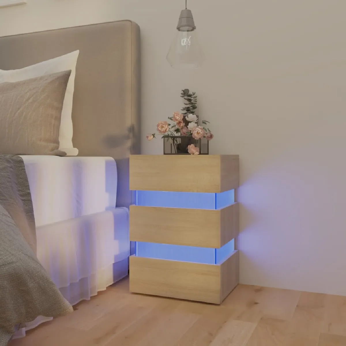 Vidaxl Table À Led - Chêne Sonoma