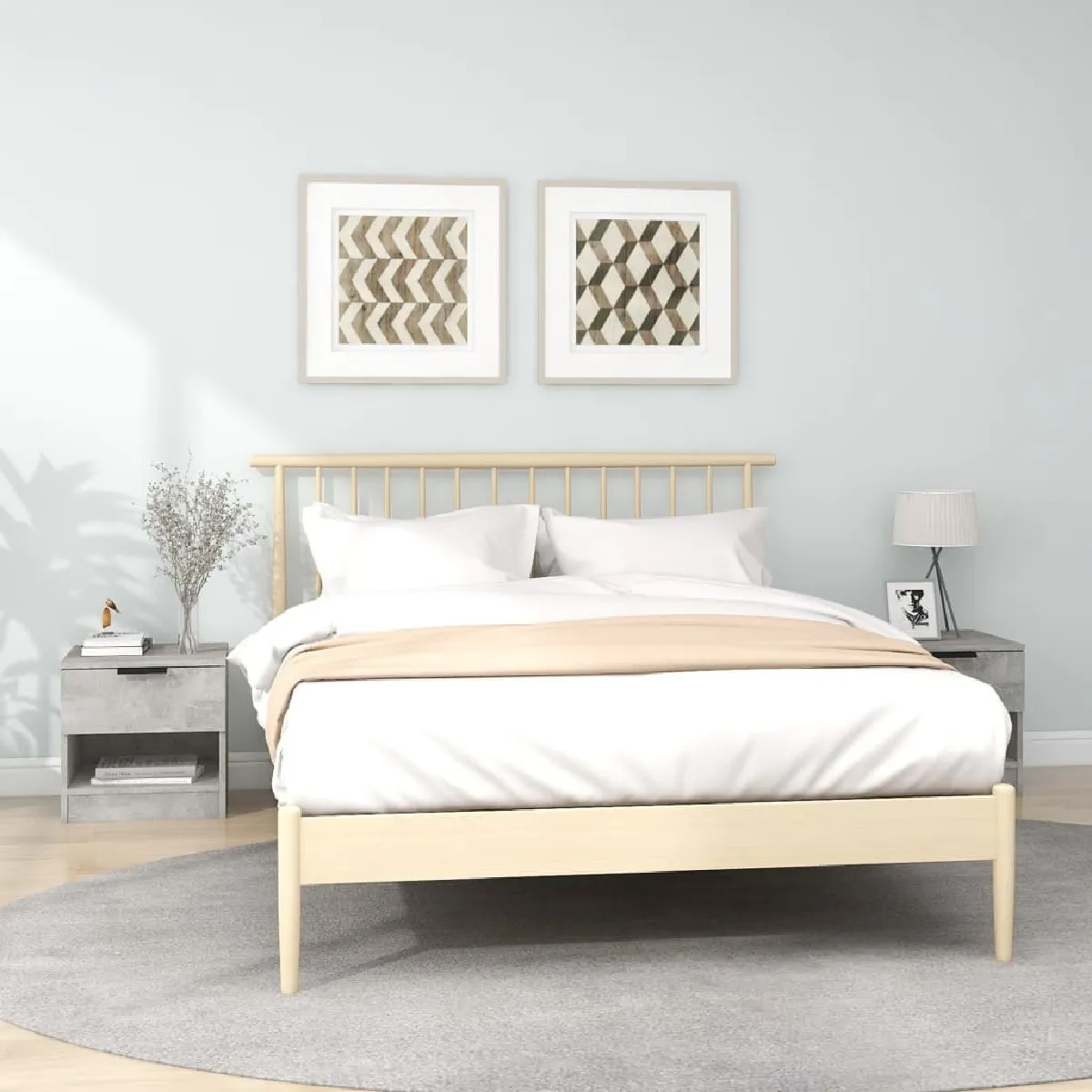 Non Communiqué Gris Vidaxl 2X Tables De Chevet Tables De Nuit Armoires De Chevet Armoires De Lit Avec Rangement Chambre À Coucher Intérieur Béton Bois D'ingénierie - Image 3