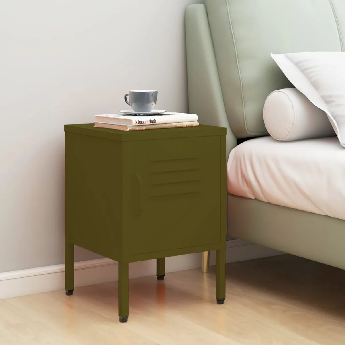 vidaXL Table de Chevet Vert Olive
