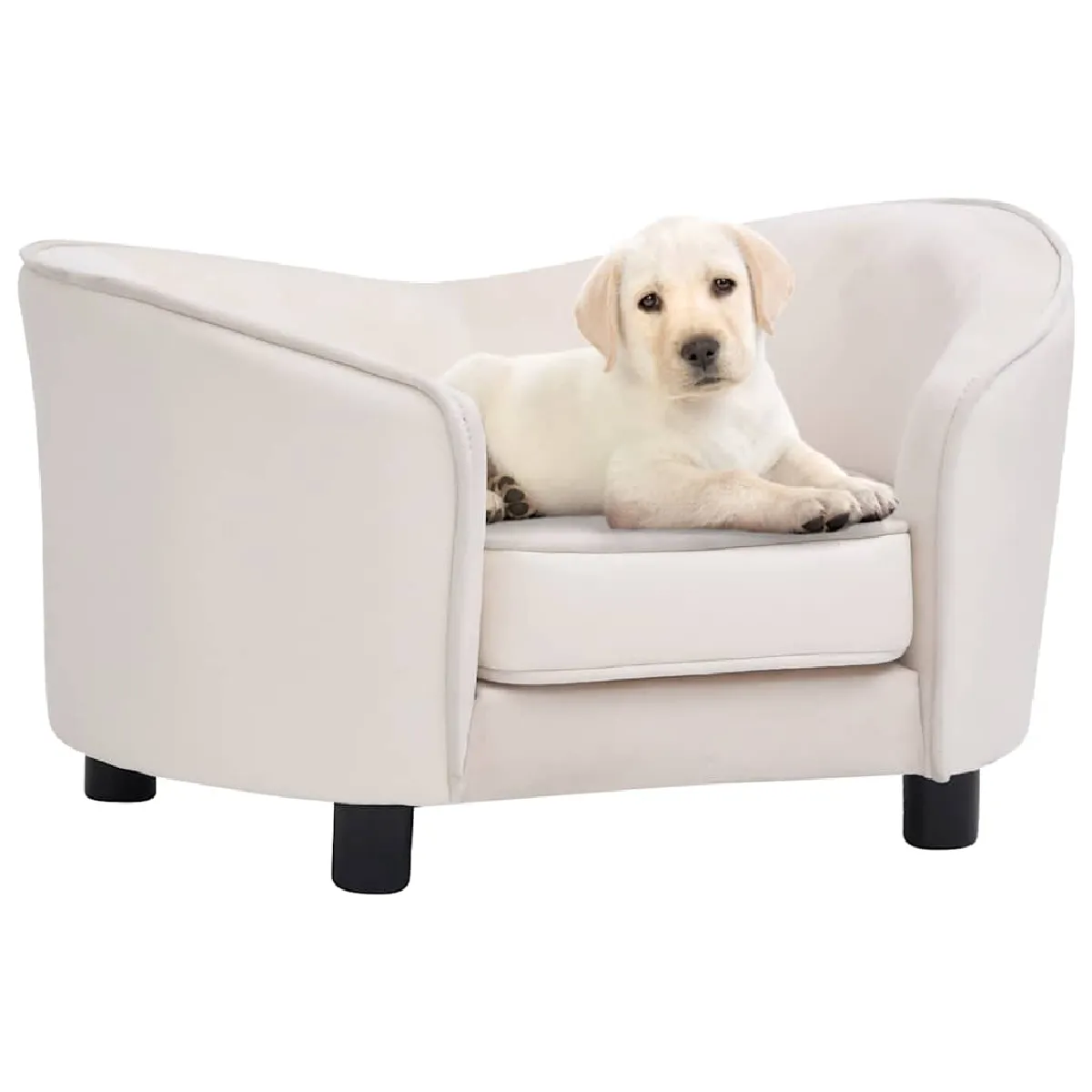 Comparer les prix de Vidaxl Canapé Pour Chien Crème 69x49x40 Cm Peluche Et Similicuir