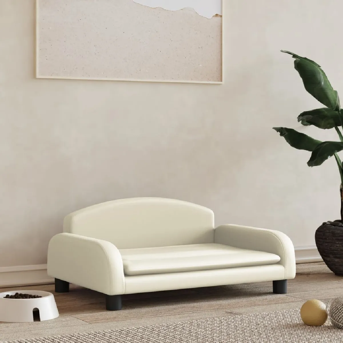 vidaXL Lit pour chien Crème Similicuir - vue 4