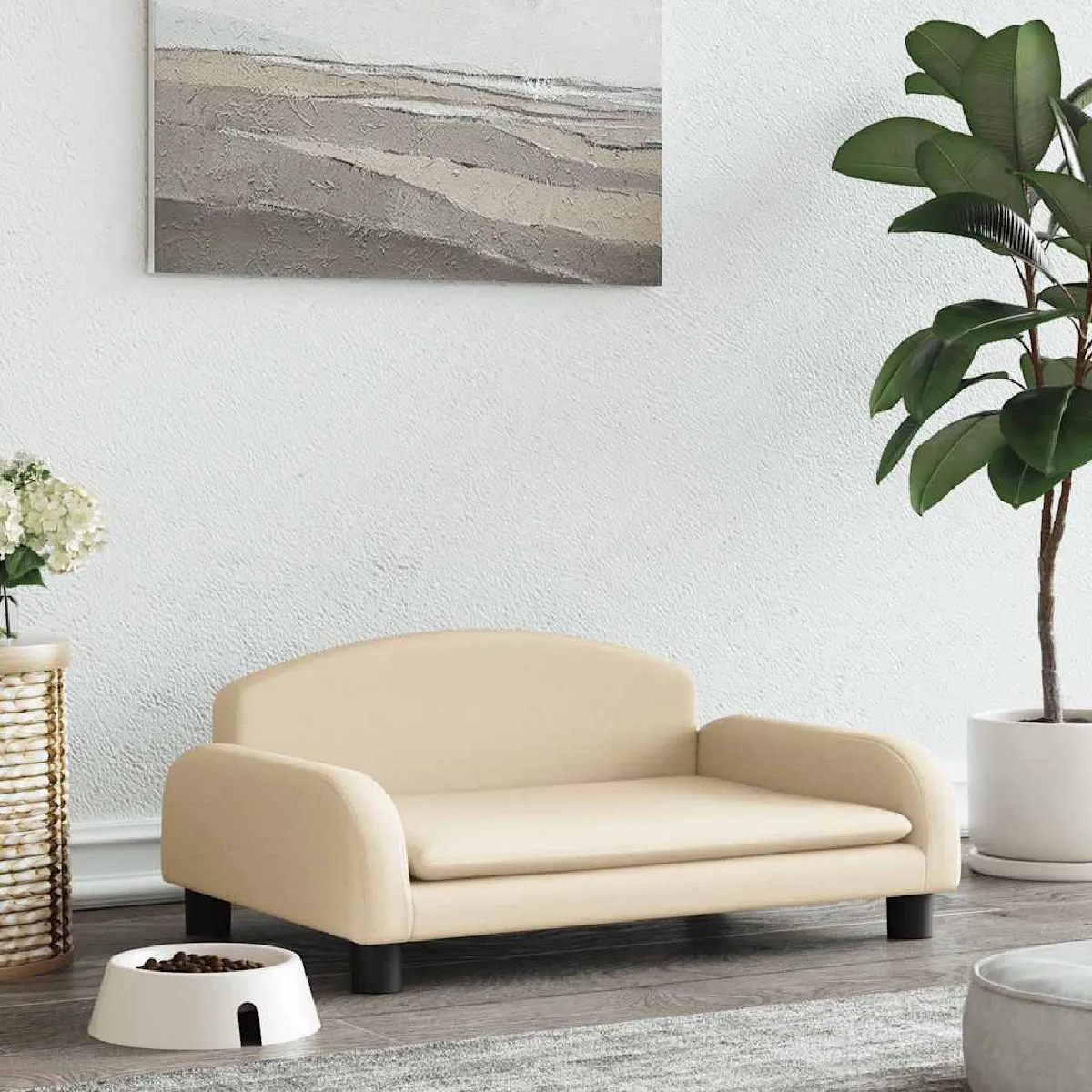 vidaXL Lit pour chien Crème Similicuir - vue 3