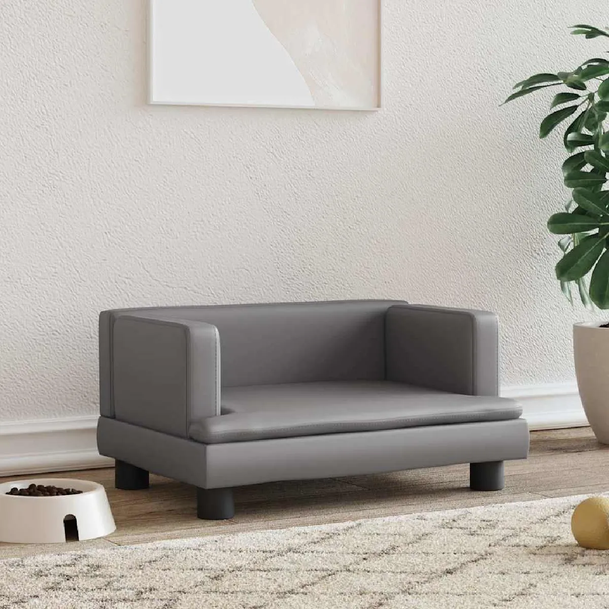 VIDAXL  Lit Pour Chien Gris 60x40x30 Cm Similicuir