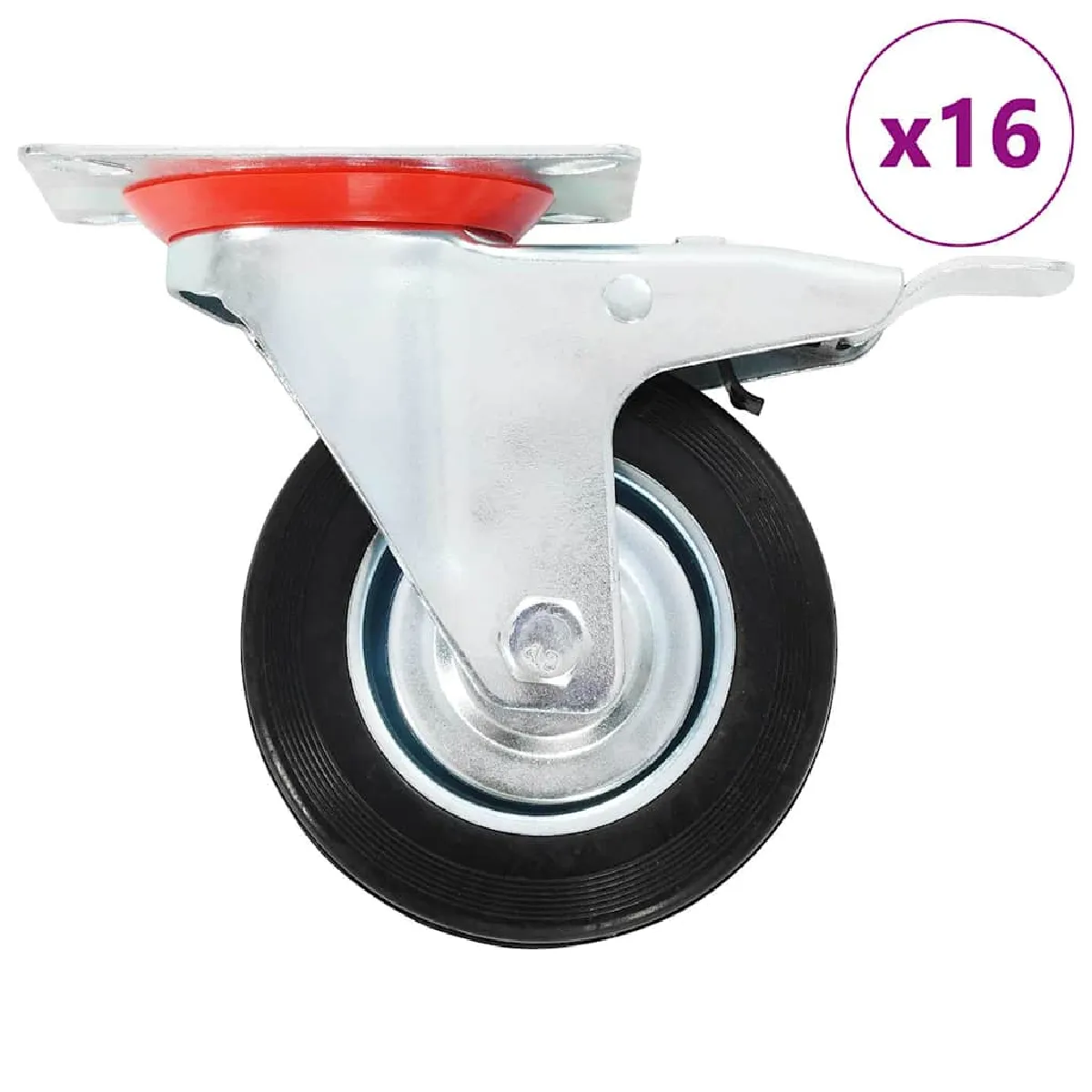 Vidaxl Noir 16 Pcs Roulettes Pivotantes 100 Mm - Image 3