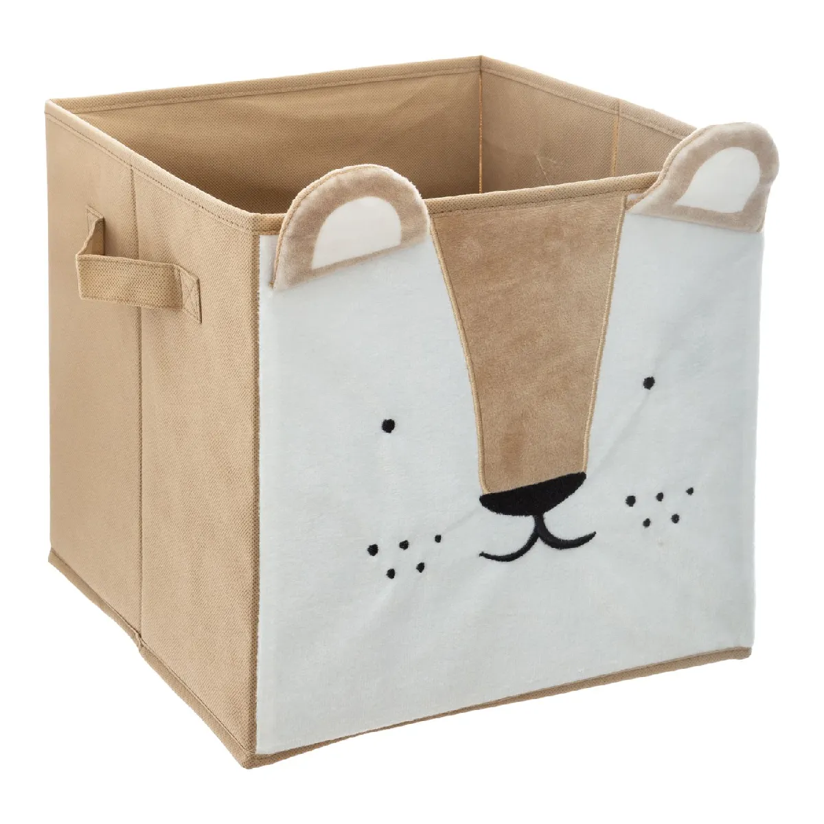 Atmosphera Beige Boîte De Rangement Enfant Design Velours Douceur - L. 29 X L. 29 Cm