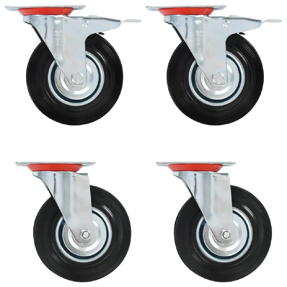 Vidaxl Noir Roulettes Pivotantes 4 Pcs 125 Mm - Image 3
