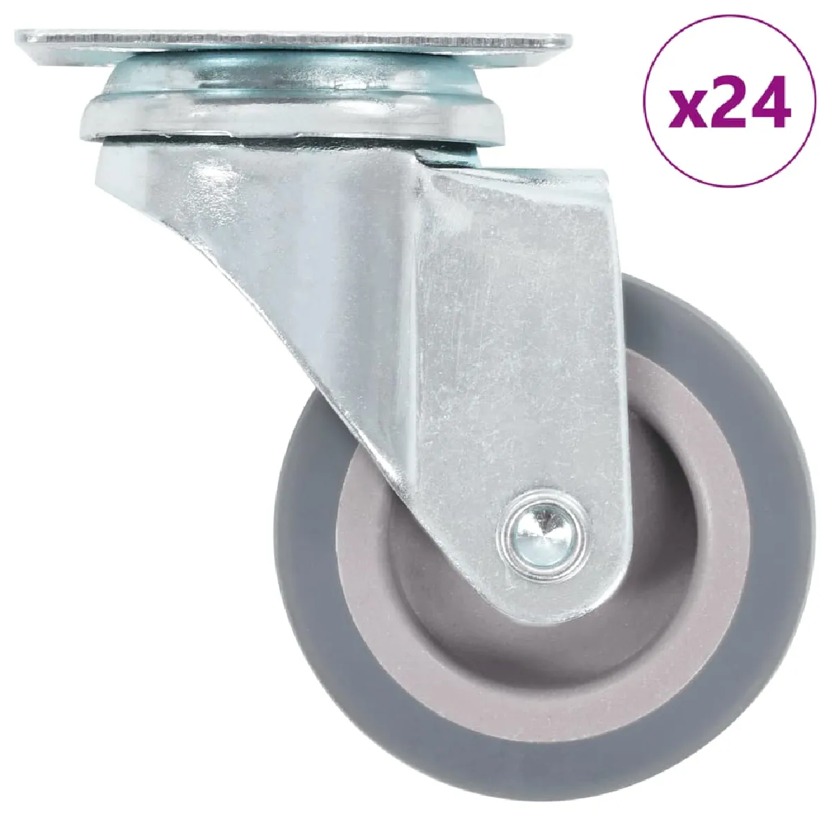 Vidaxl Gris 24 Pcs Roulettes Pivotantes 50 Mm - Image 3