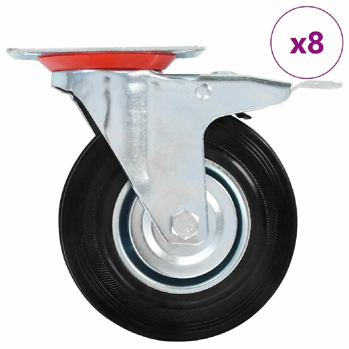 Vidaxl Noir 8 Pcs Roulettes Pivotantes 125 Mm - Image 3