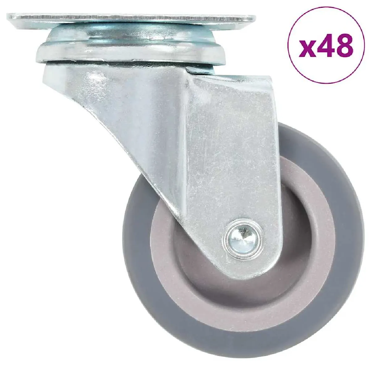 Vidaxl Gris 48 Pcs Roulettes Pivotantes 50 Mm - Image 3