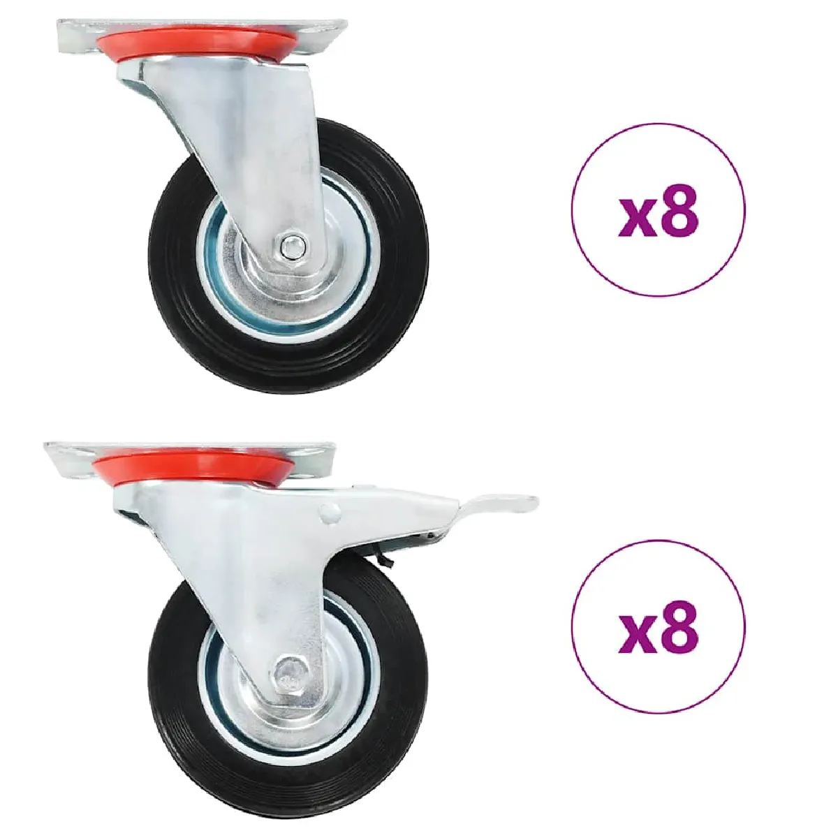 Vidaxl Noir 16 Pcs Roulettes Pivotantes - 100 Mm