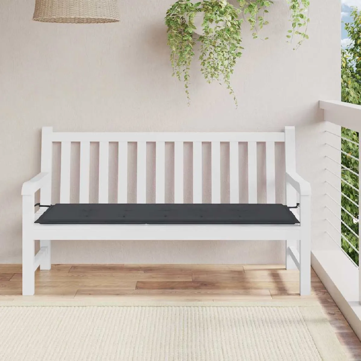 VIDAXL - Coussin de banc de jardin - 150x50x3 cm - Noir - Image 2