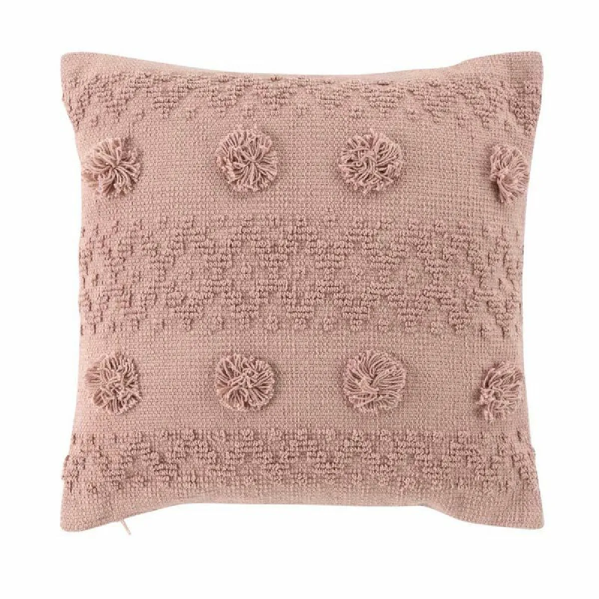 Non Communiqué Rose Coussin Déco À Pompons "Alenia" 40X40cm - Image 4