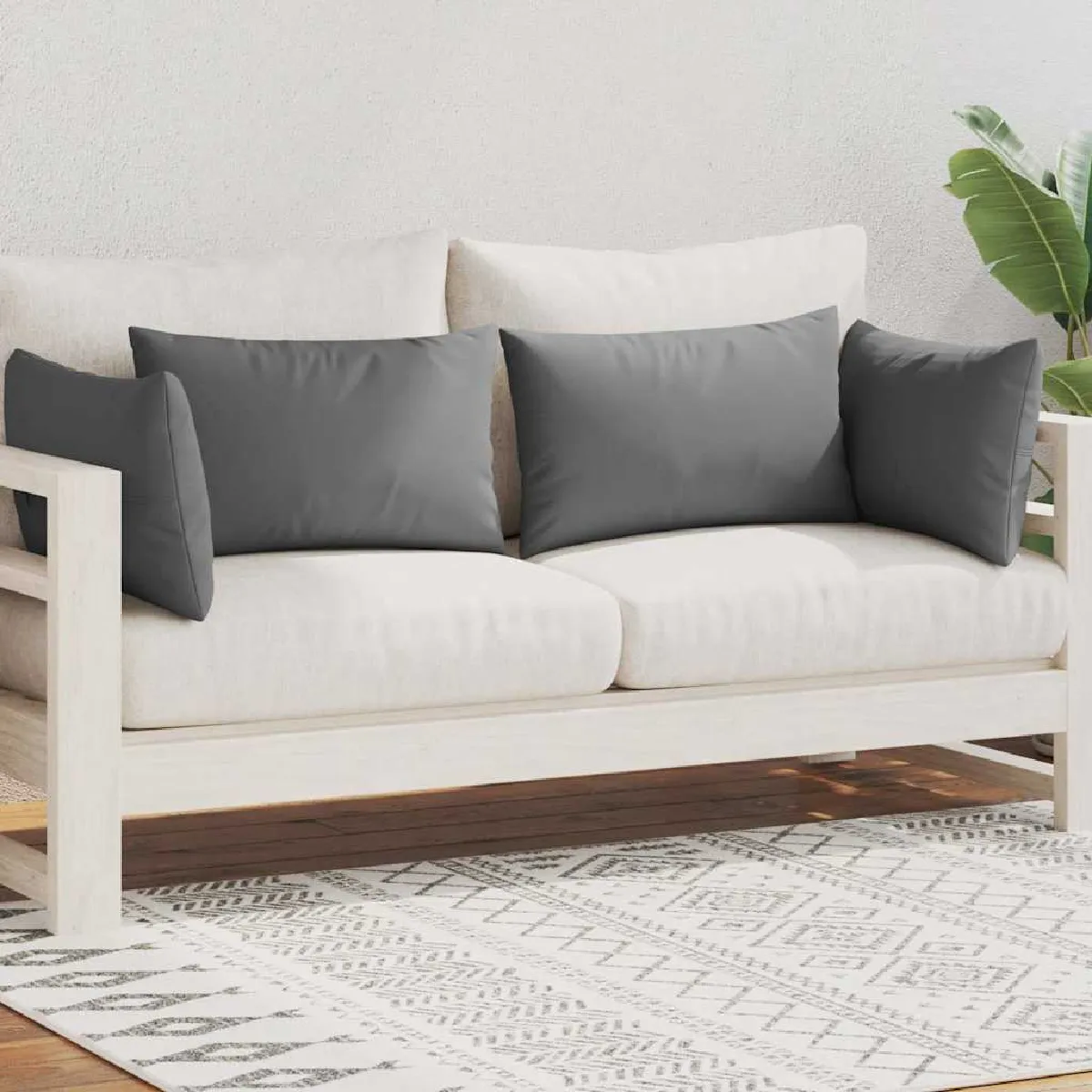 Vidaxl Gris Oreiller D'extérieur Coussin Décor Maison 4 Pièces 60 X 40 Cm - Image 3