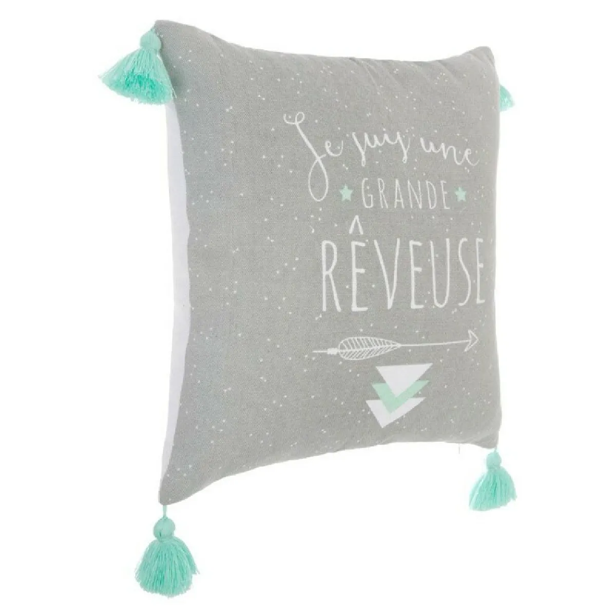 Générique Gris Coussin Déco "4 Pompons" - 40X40 Cm