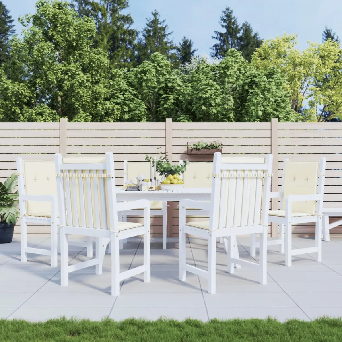 vidaXL Coussins de chaise de jardin à dossier bas lot de 6 crème 314133 - vue 2