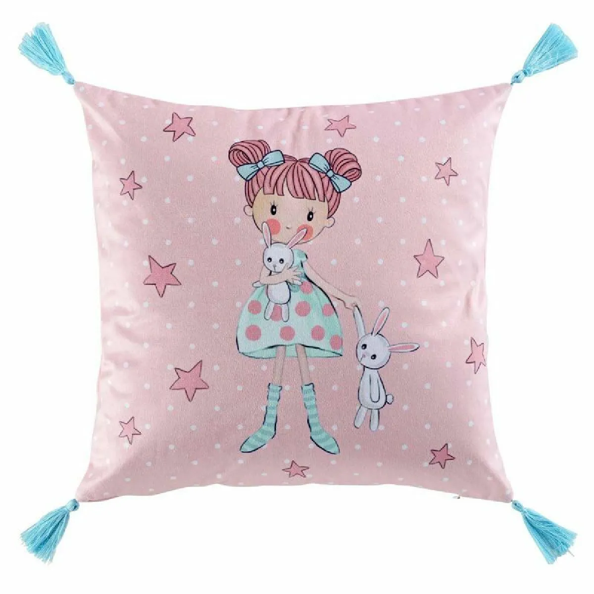 Paris Prix Rose Coussin Déco Velours - 40 X 40 Cm