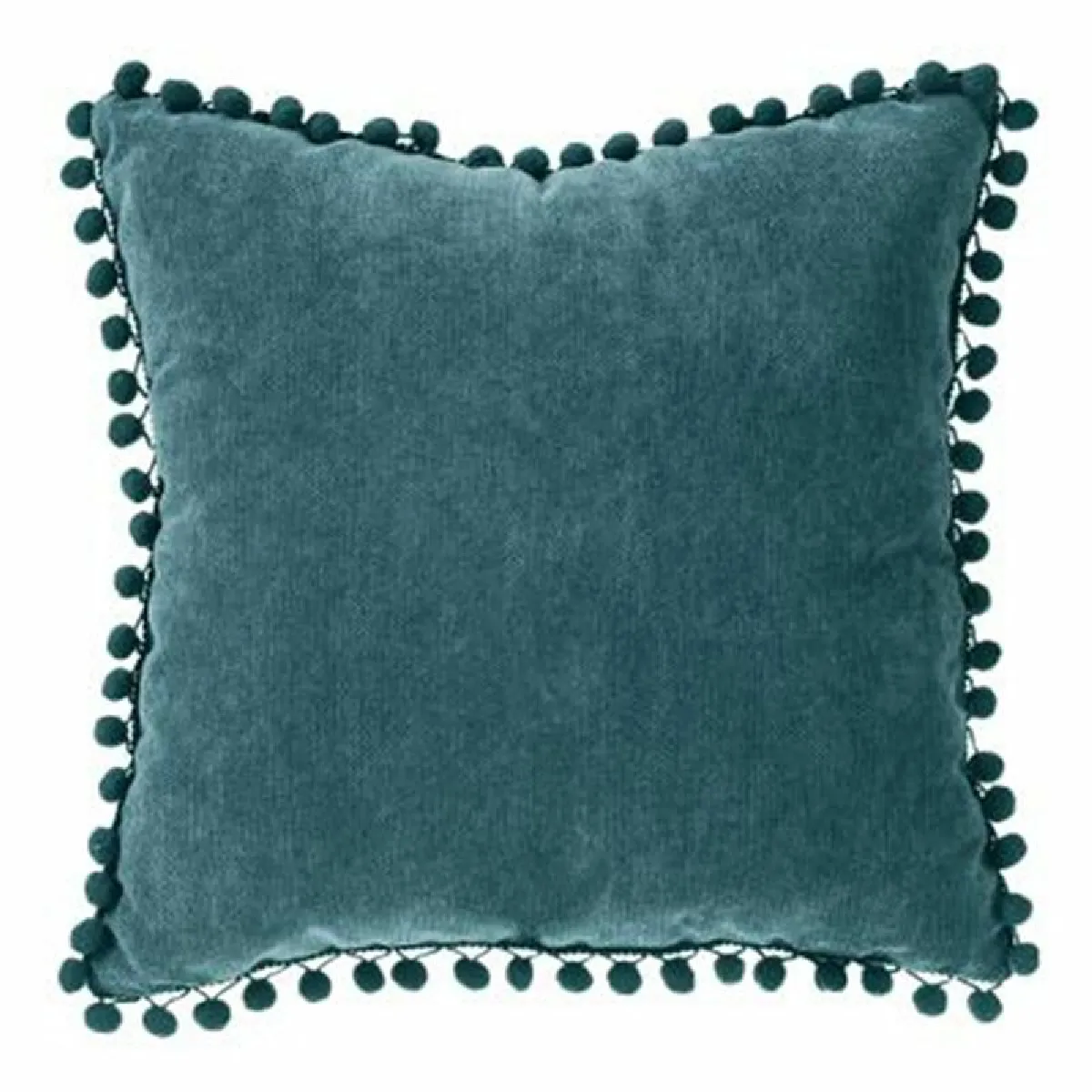 Générique Bleu Coussin Déhoussable Pompons - 40X40 Cm