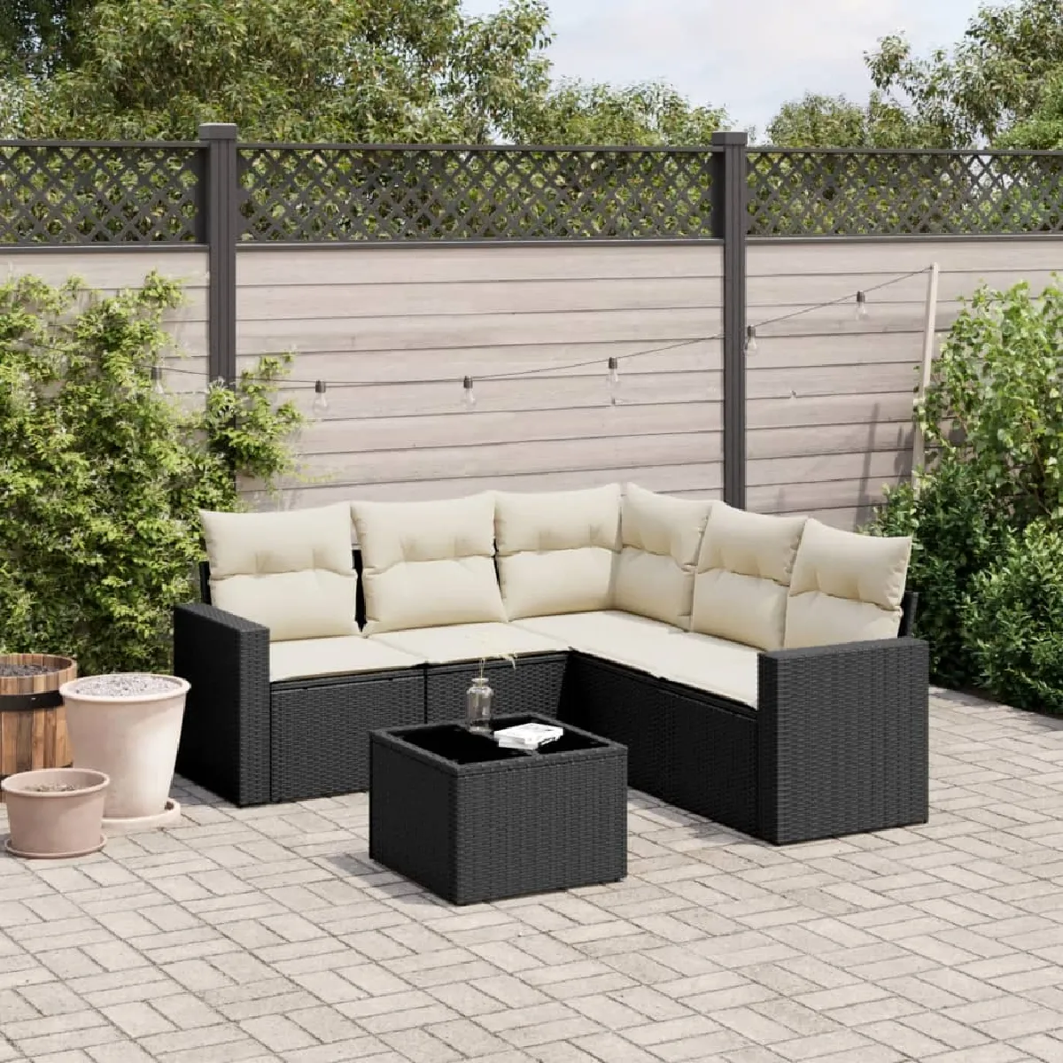 VIDA Salon de jardin 6 pcs avec coussins