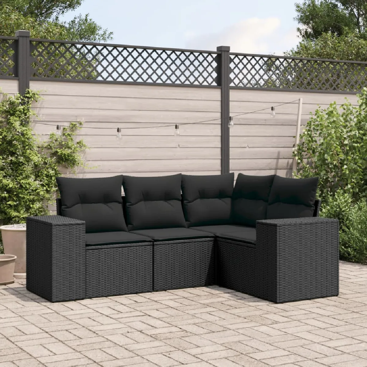 Vidaxl Noir Salon De Jardin 4 Pcs –