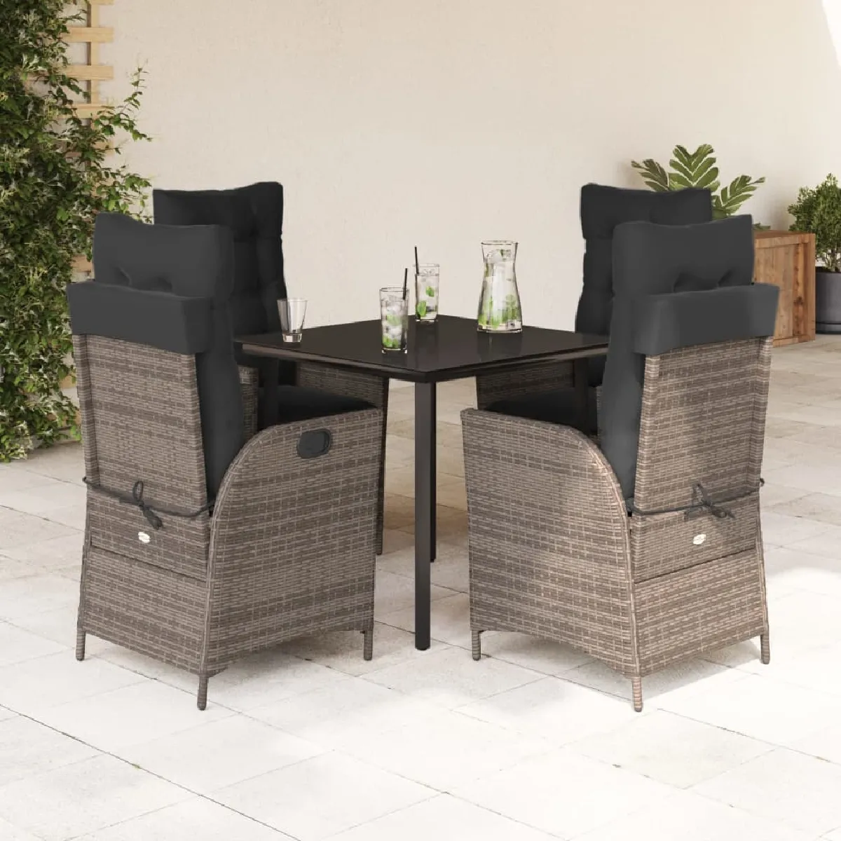 Vidaxl Gris Ensemble À Manger 5 Pcs