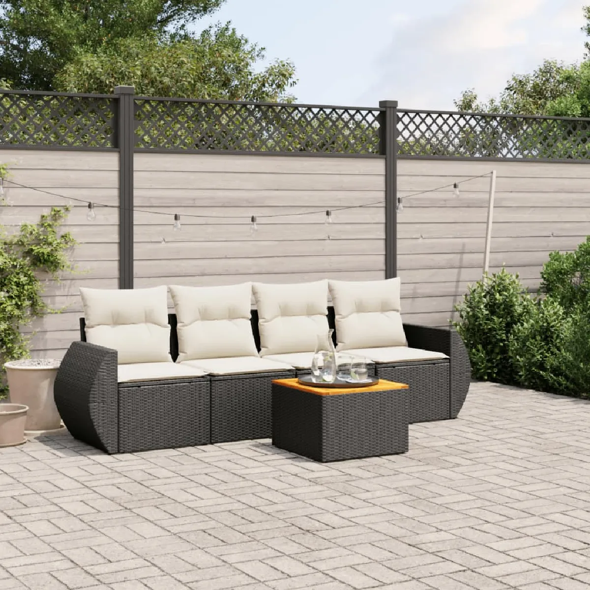 VIDA Salon de jardin 5 pcs avec coussins - vue 4