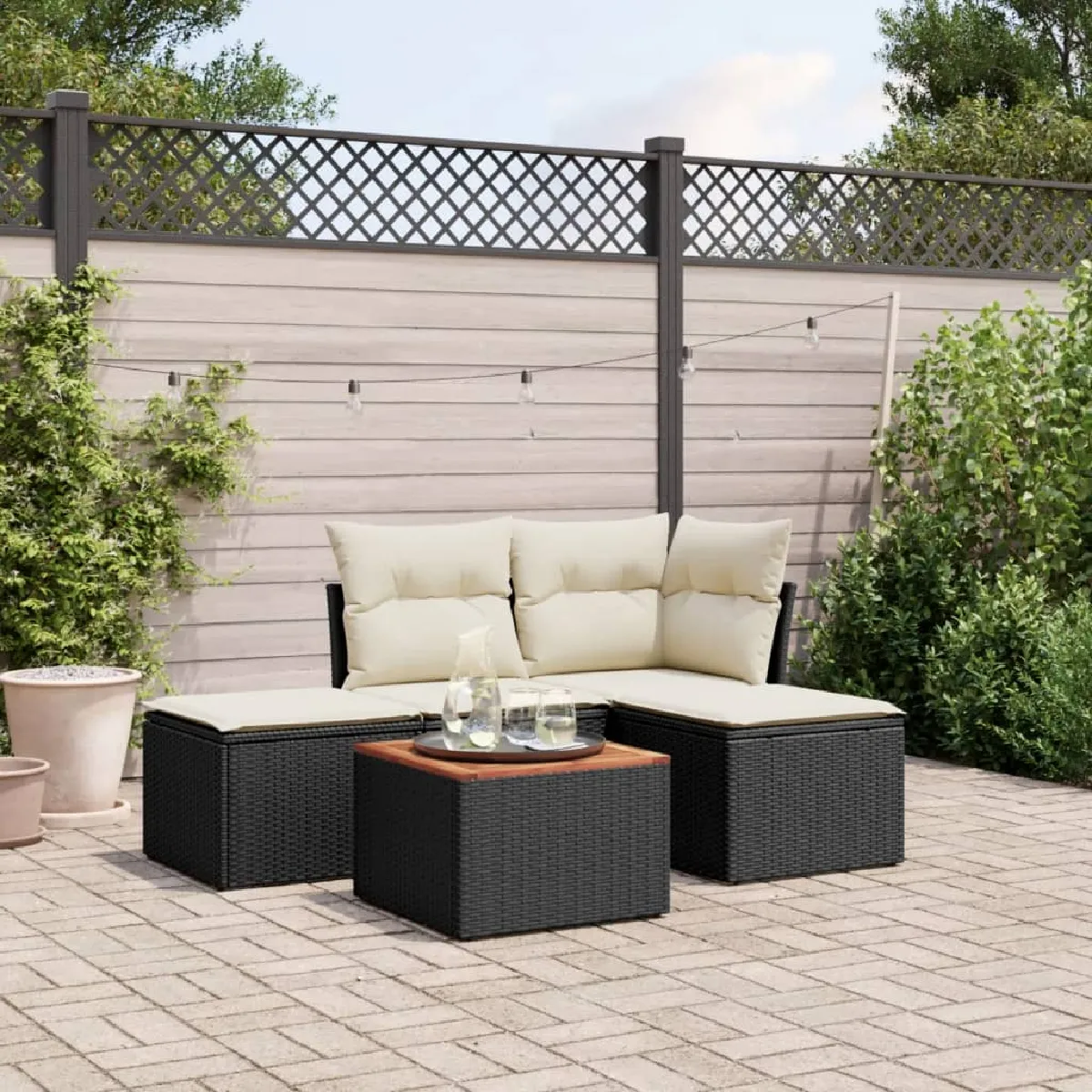 vidaXL Salon de jardin 5pcs Résine Tressée