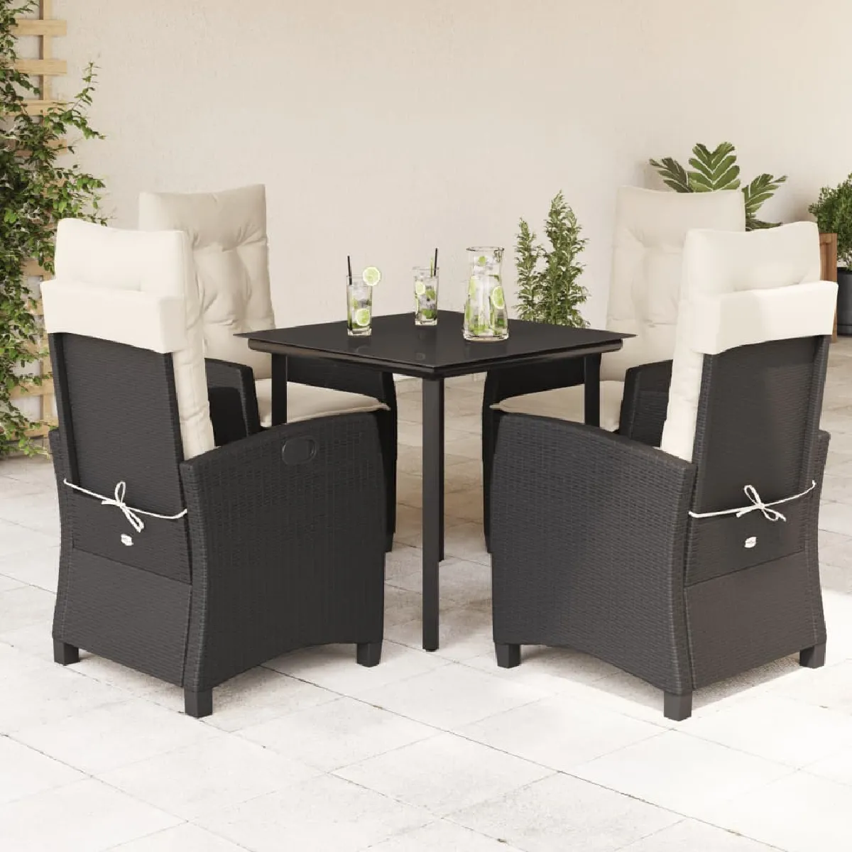 vidaXL Ensemble à manger de jardin 5pcs Résine tressée