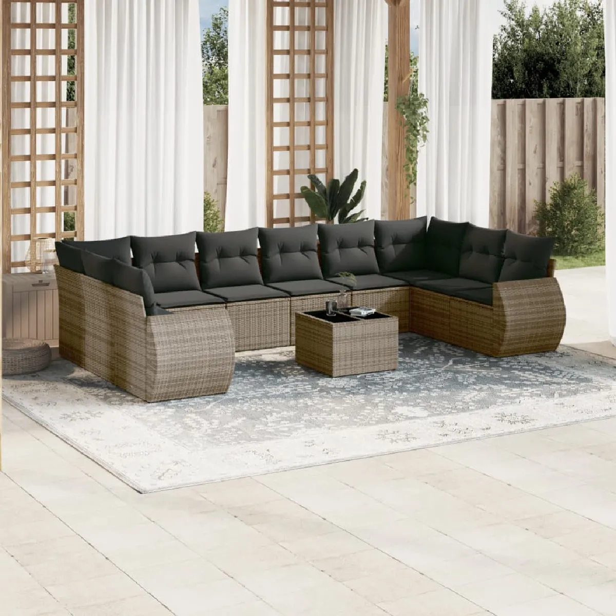 VIDAXL  Salon de jardin 11 pcs - Gris