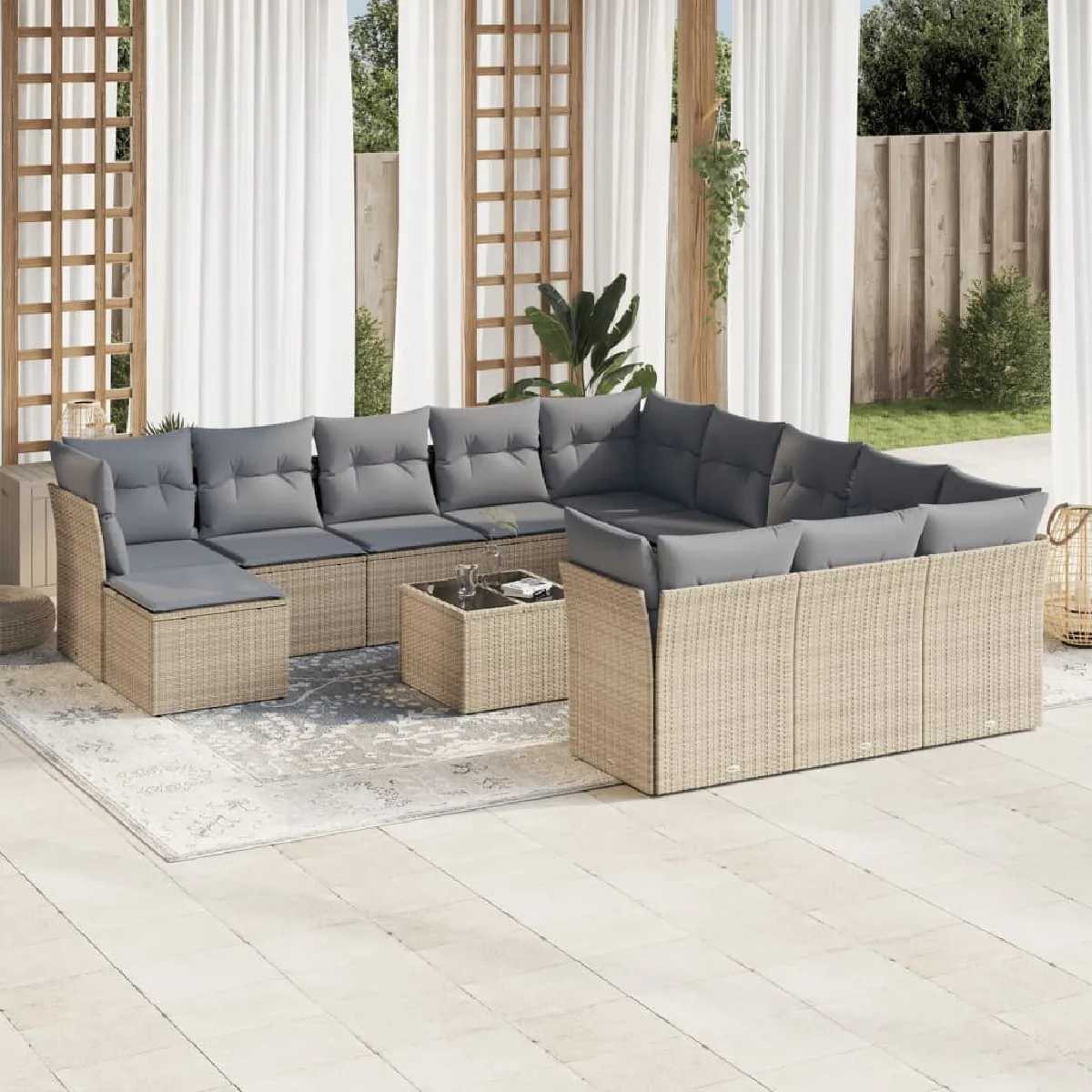 Salon de jardin VIDAXL 13 pcs résine tressée - vue 7