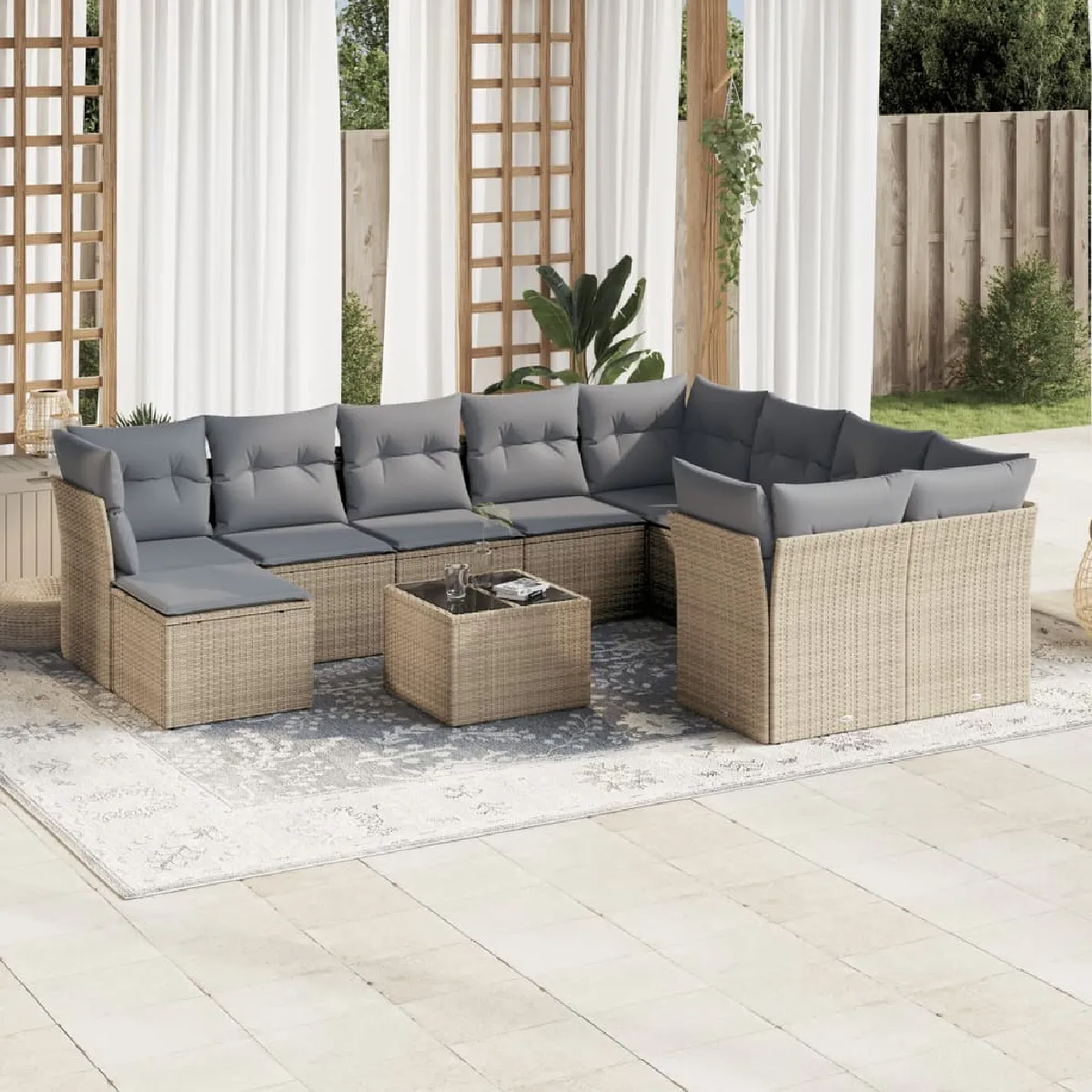 VIDAXL  Salon de jardin 11 pcs beige