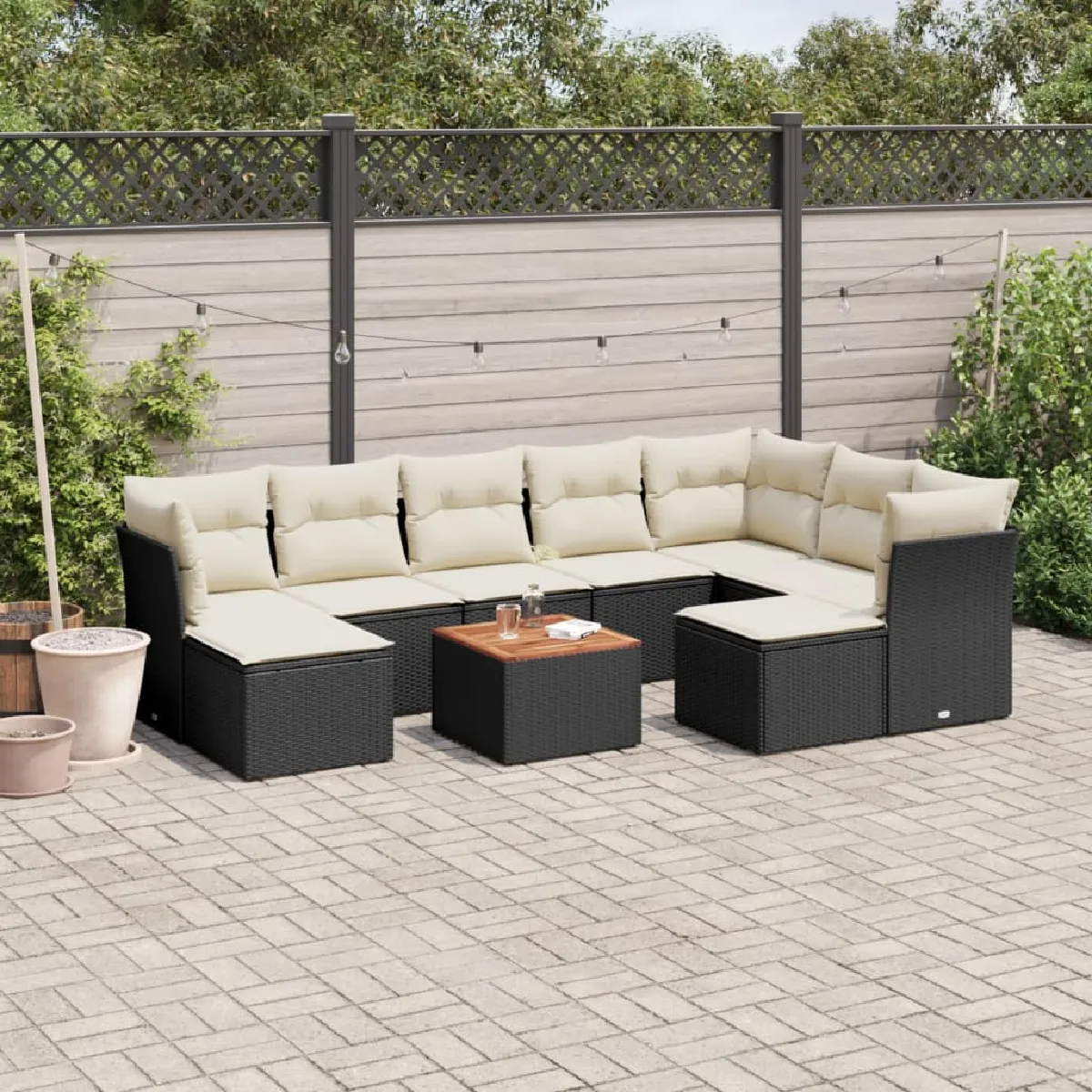 VIDAXL  Salon de jardin 10 pcs - Noir