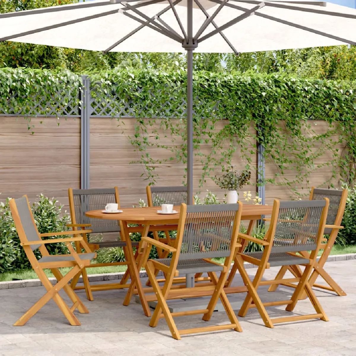 vidaXL Ensemble à Manger de jardin 7pcs - Gris