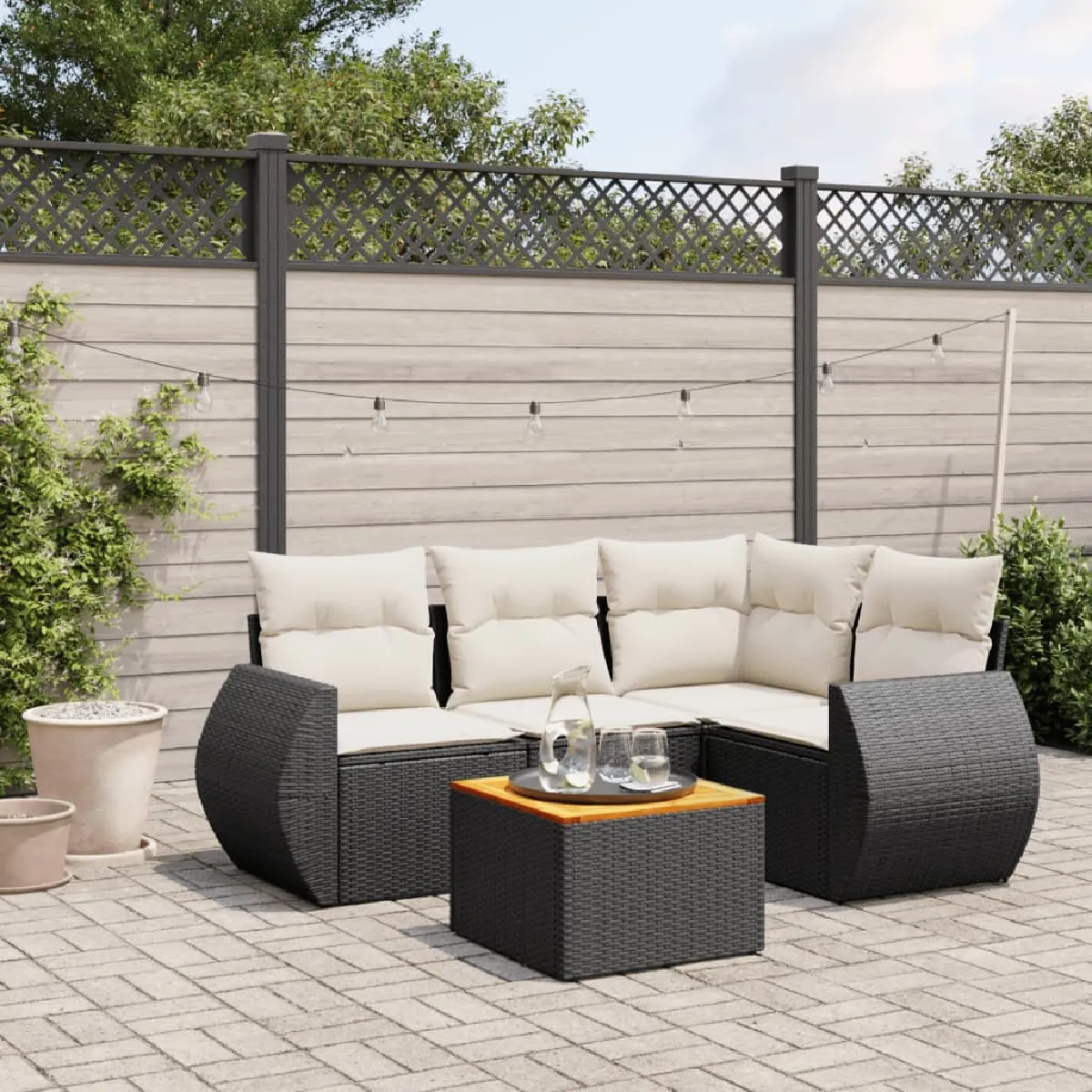 vidaXL Salon jardin 5 pcs résine tressée
