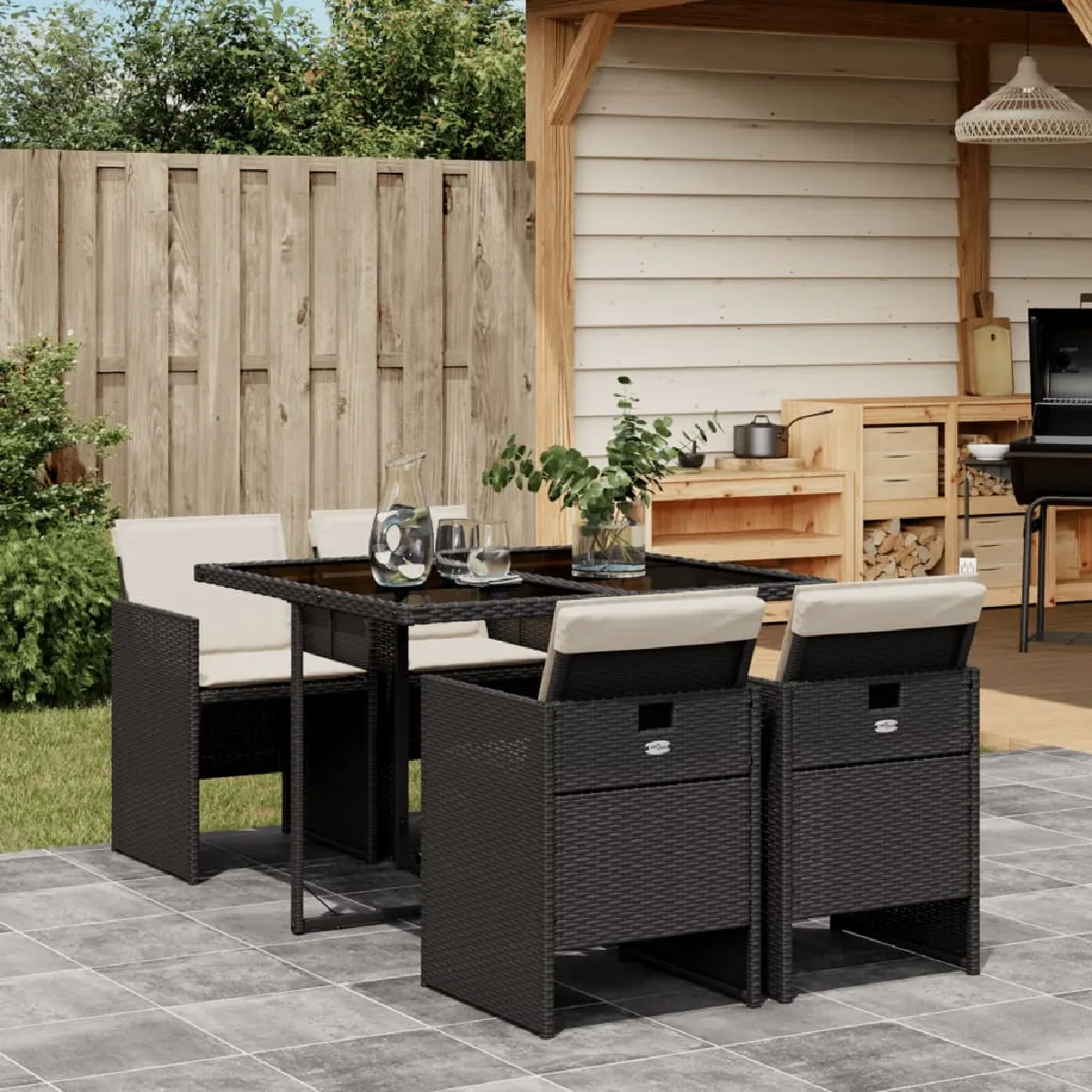 vidaXL Ensemble à Manger de Jardin avec Coussins 5pcs Table et Chaise de Terrasse Meubles de Patio Mobilier dExtérieur 3210538 - vue 2
